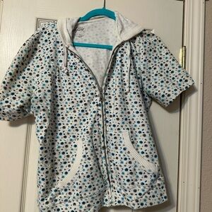 Style & Co. White and Blue Polka Dot Hoodie